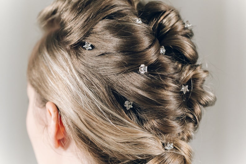 Horquillas de pelo de novia de cristal de estrella de lujo, horquillas de pelo de boda de cristal de estrella de Swarovski, juego de horquillas de oro o plata estrella imagen 9