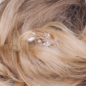 Swarovski crystal and pearl small bridal hairpins, delicate crystal wedding hair pins, silver gold or rose gold crystal hairpin set India image 6