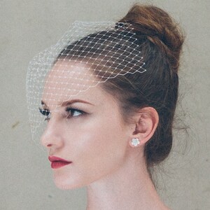 Ivory bridal birdcage veil, ivory clip-on wedding birdcage veil, soft French netting birdcage veil image 5