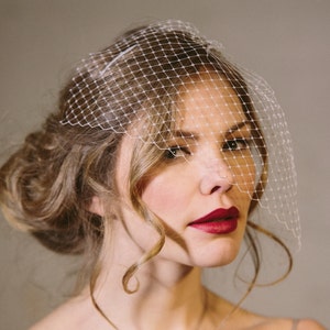 Ivory bridal birdcage veil, ivory clip-on wedding birdcage veil, soft French netting birdcage veil image 7