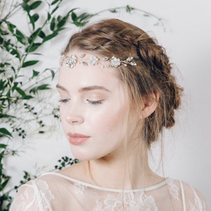 Silver crystal flower and pearl tiara hair vine Estelle image 5