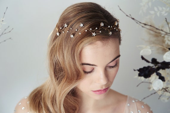 Swarovski Crystal Celestial Star Wedding Hair Vine, Cosmic  display picture 2