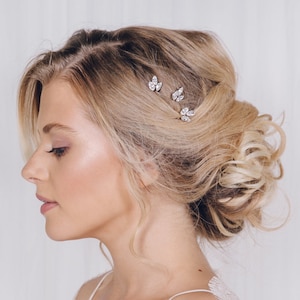 Swarovski crystal wedding hair pins, Swarovski crystal bridal hair pins, rose gold silver or gold bridal hair pin set - Anya