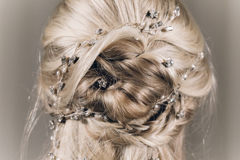 Horquillas de pelo de novia de cristal de estrella de lujo, horquillas de pelo de boda de cristal de estrella de Swarovski, juego de horquillas de oro o plata estrella imagen 10