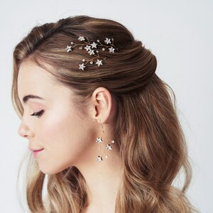 Constellation wedding hair pins, Celestial hair pins, Swarovski crystal star hair pins, Stardust hair pins, Crystal hair pin set Lunaria image 7