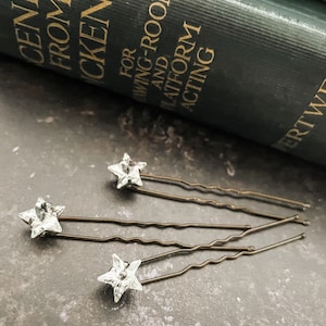 Luxury Star crystal bridal hair pins, Swarovski Star crystal wedding hair pins, gold or silver hair pin set Star image 2