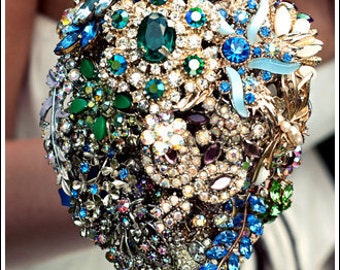Bespoke brooch bouquet - Jewel Brights vintage jewellery bridal bouquet