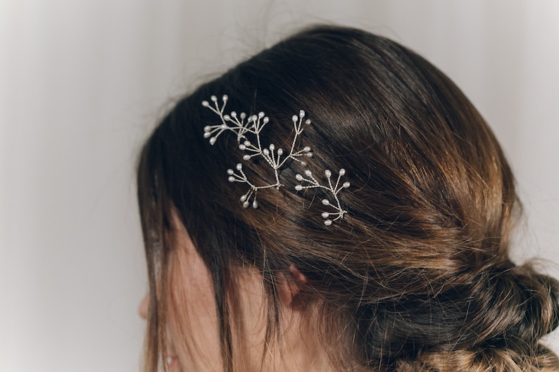 Celeste Celestial crystal or pearl bridal hair pins trio of rose gold silver or gold hair pins crystal or pearl wedding hair pin set