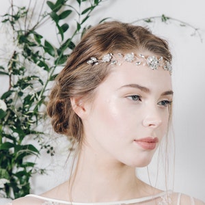 Silver crystal flower and pearl tiara hair vine Estelle image 6