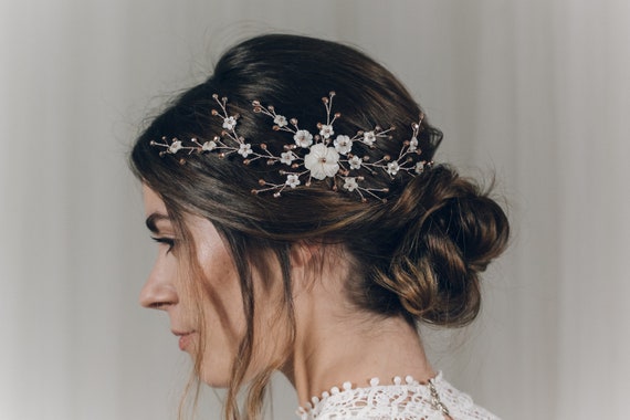 Mother Of Pearl Flower Bridal Hair Vine Comb Pearl Flower Etsy