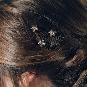 Horquillas de pelo de novia de cristal de estrella de lujo, horquillas de pelo de boda de cristal de estrella de Swarovski, juego de horquillas de oro o plata estrella imagen 7