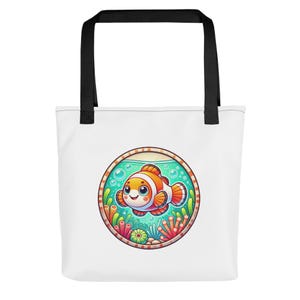 Clownfish Tote Bag Animal Art for Tote Bag Accessories Holder Cartoon Art Ocean Life Sea Creature