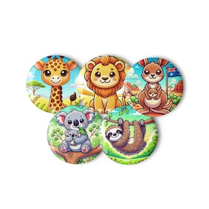 5 Set Land Animal Pin Set For Accessories Cartoon Original Artwork Gift