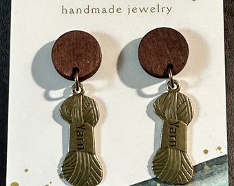 Earrings for Knitters and Crocheters! Yarn ball earrings! Knit or Crochet!