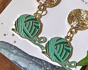 Earrings for Knitters and Crocheters! Yarn ball earrings! Knit or Crochet!