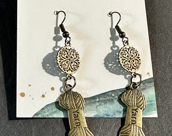 Earrings for Knitters and Crocheters! Yarn ball earrings! Knit or Crochet!