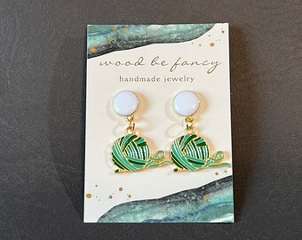 Yarn Ball Earrings, Enamel Jewelry