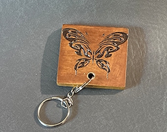 Laser-cut wood keychain
