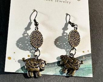 Earrings for Knitters and Crocheters! Sheep earrings! Knit or Crochet Jewelry