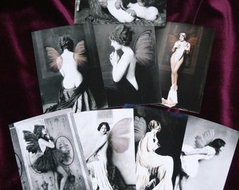 Fairies for adults Set of 8 4x6" fairy print sepia black & white