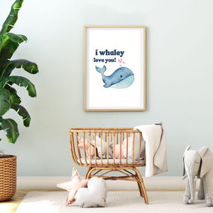 I Whaley Love You - Cute Whale Watercolor Print - A Perfect Gift for Ocean Lovers - Printable Wall Art - Digital Print