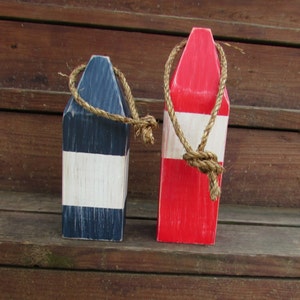 Handmade Lobster Buoy Set. Red and Navy Wooden Buoys. Nautical home Decor. Nautical Nursery Decor. Rustic Nautical Accents. Coastal Accents image 2