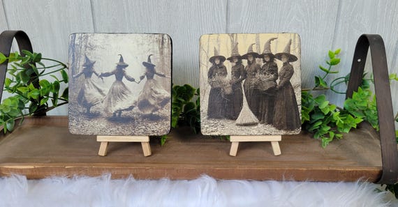 Vintage Witch Wood Sign: Spooky Cottagecore Halloween Decor