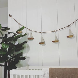 Handmade Wooden Sailboat Garland: Nautical Nursery Decor
