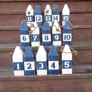 Nautical Table Number Buoys (Set of 15): Coastal Wedding Decor