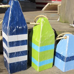 Set of 3 Wooden Buoys. Handmade Nautical Decor. Beach Decor. Lake Decor. Coastal Home Decor. Nautical Home Decor. Beach House Decor. image 2