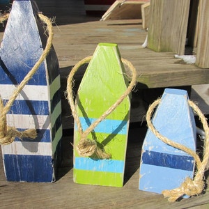 Handmade Wooden Buoys Set: Nautical Coastal Decor