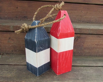 Handmade Lobster Buoy Set. Red and Navy Wooden Buoys. Nautical home Decor. Nautical Nursery Decor. Rustic Nautical Accents. Coastal Accents