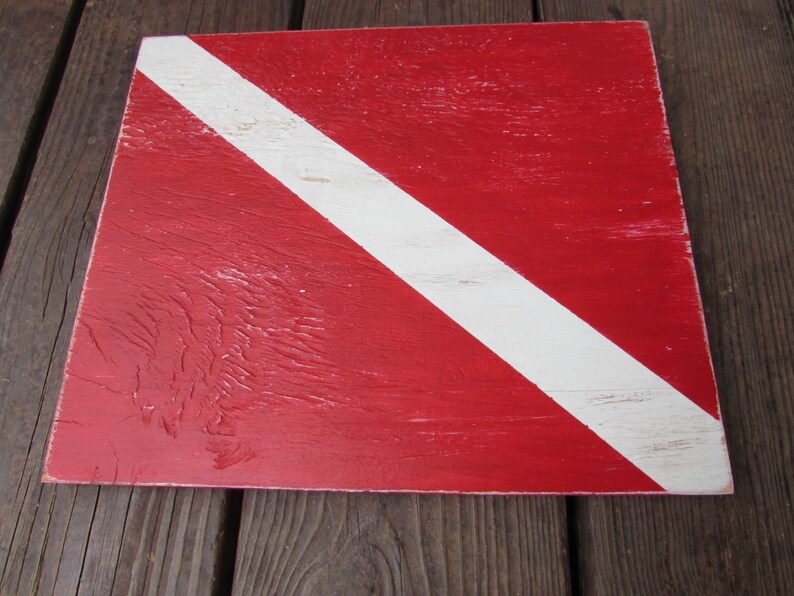 Small Wood Dive Flag. Reclaimed Wood Dive Flag Sign. Nautical Etsy