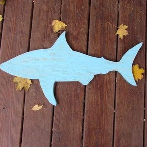 27" Coastal Wood Shark. Shark Wall Art. Shark Wall Decor. Kids Beach Room Decor. Wooden Shart Wall Decor. Boys Room Decor Shark Wall Hanging