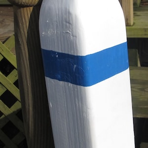 Handmade Blue & White Painted Lobster Buoy: Nautical Coastal Decor (12&quot;)