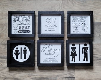 7x7  Signs Bathroom Wall Decor. Bathroom Shelf Decor. Modern Bathroom Art. Boho Farmhouse Decor. Funny Bathroom Signs. Handmade Wood Signs.