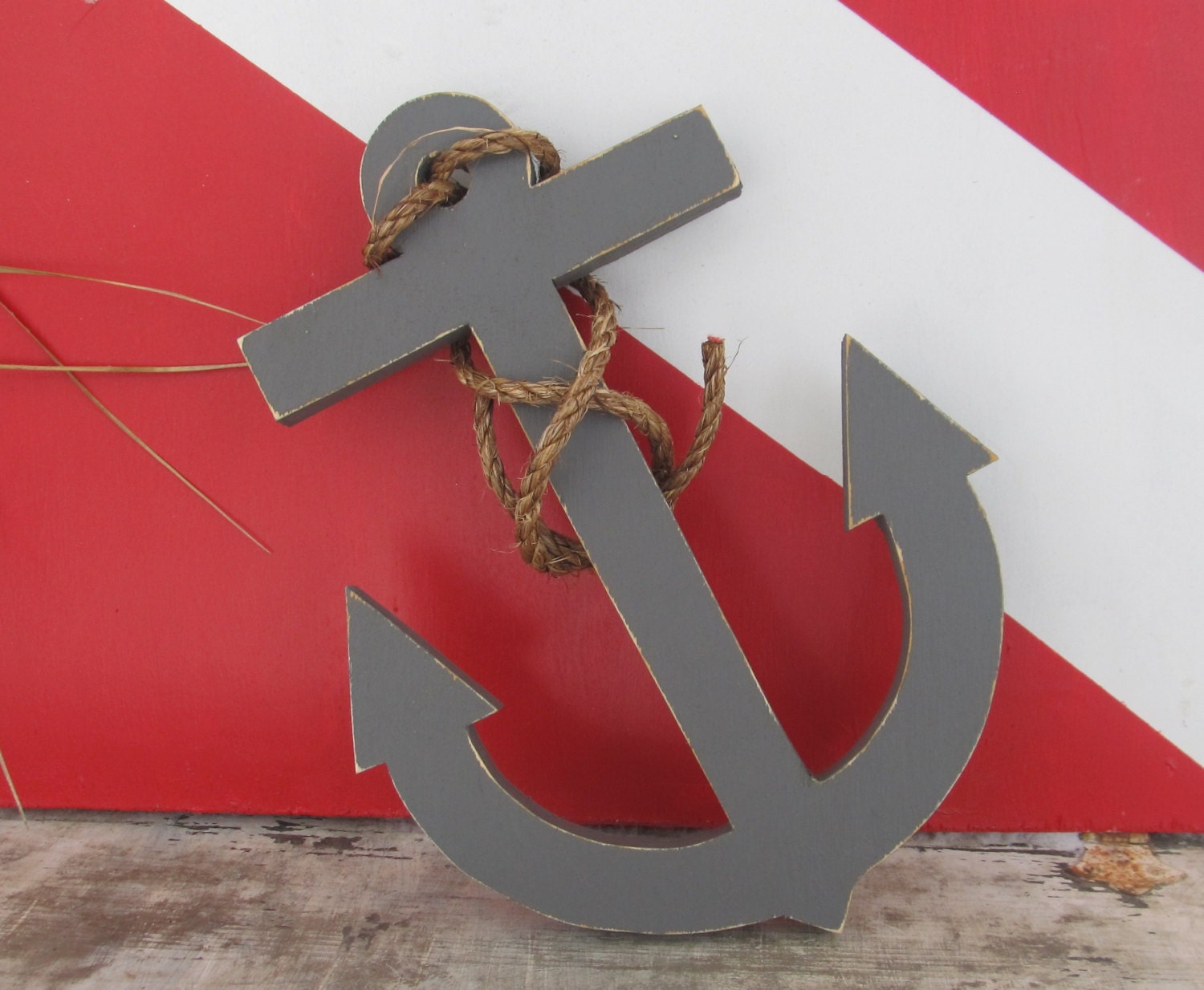 Distressed Gray Wood Anchor: Handmade Nautical Wall Decor (12 inch)
