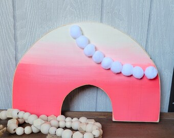 12" Peaches and Cream Rainbow Shelf Sitter. Pink Aesthetic Room Decor. Girls Room Accents. Pink Nursery Decor. Boho Chic Rainbow Room Decor