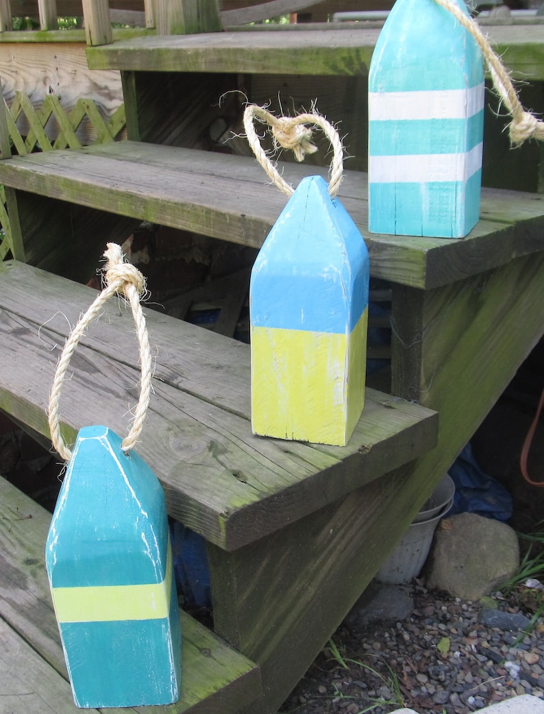 Set of 3 Wooden Buoys 10 Inch Reclaimed Wood. Beach Decor. Etsy