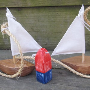 Handmade Wooden Sailboat & Buoy Garland: Nautical Home Decor