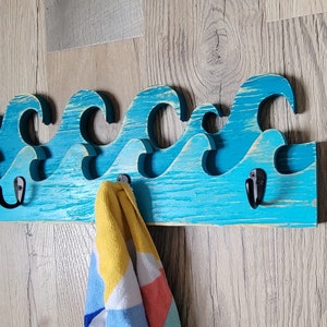 24" Wave Towel Rack. Beach Towel Rack. Coastal Towel Rack. Coastal Coat Rack. Beach Hooks. Wake Hooks. Teen Room Coastal Clothes Hanger.