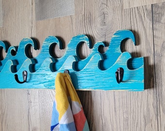 24" Wave Towel Rack. Beach Towel Rack. Coastal Towel Rack. Coastal Coat Rack. Beach Hooks. Wake Hooks. Teen Room Coastal Clothes Hanger.