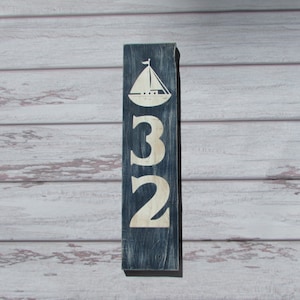 Nautical Wood Address Sign: Beach House Number Plaque
