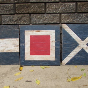 Handmade Wooden Nautical Signal Flags: Custom Wall Art