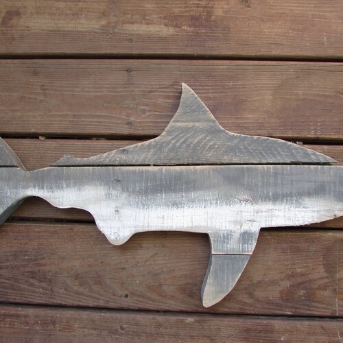Distressed Wooden Shark Pallet Wall Art Wood Surf Decor Etsy