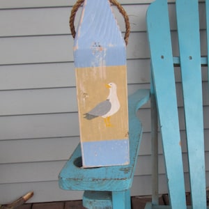 Handmade Painted Seagull Buoy: Coastal Beach House Decor
