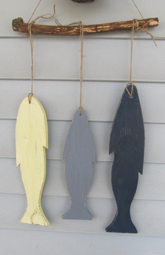 Wood Fish Wall Hanging. Rustic Lake Decor. Fishing Home Decor. Wooden Fish  Windchime. Wood Wind Chime. Lake House Wall Hanging. Personalized 