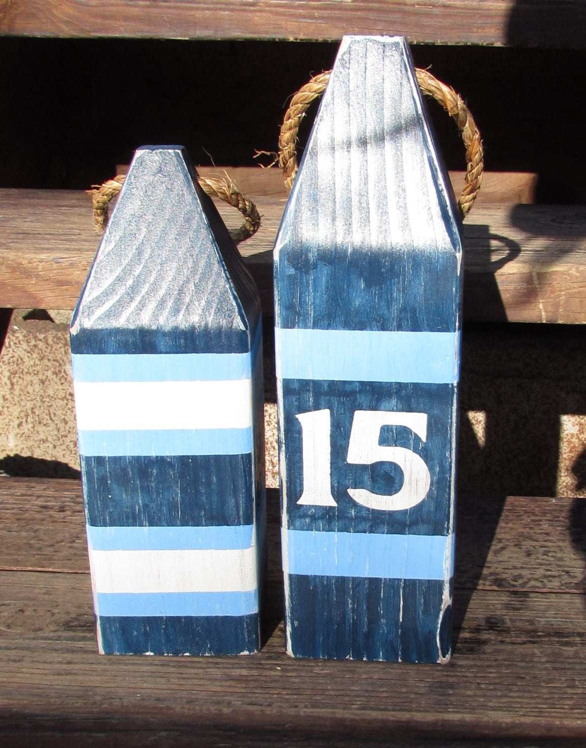 Custom Set Wood Buoys. Set of 2 Buoys. Beach House Decoration