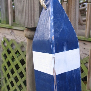 Navy & White Wooden Buoy: Nautical Coastal Decor (12-inch)