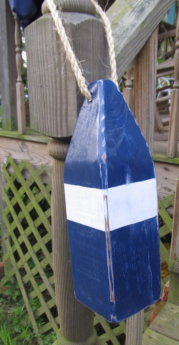 Navy Blue and White 12-inch Wooden Buoy. Nautical Home Decor. Lobster  Float. Beach House Decor. Coastal Home Decor. Beach House Gift. 
